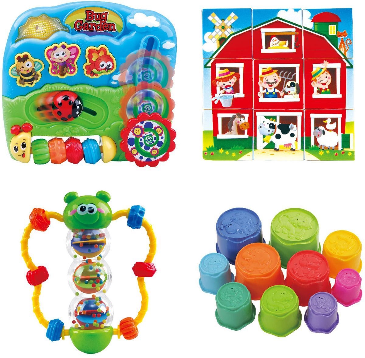 Набор развивающих игрушек: формочки, бабочка, кубики и центр  